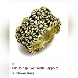 Gold Floral Ring with White Accents